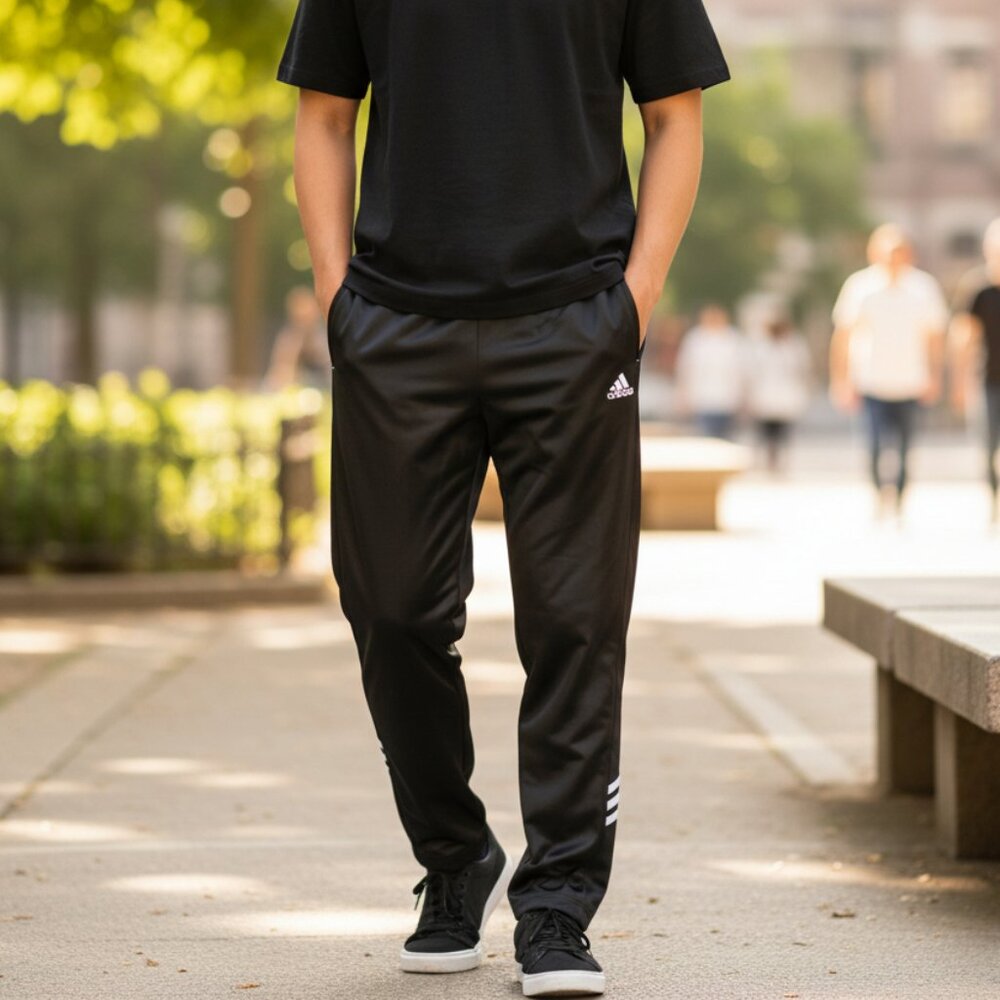 Vintage Adidas Snap Pants Men’s XL Black Track Athletic Tearaway 3 Stripe Y2K